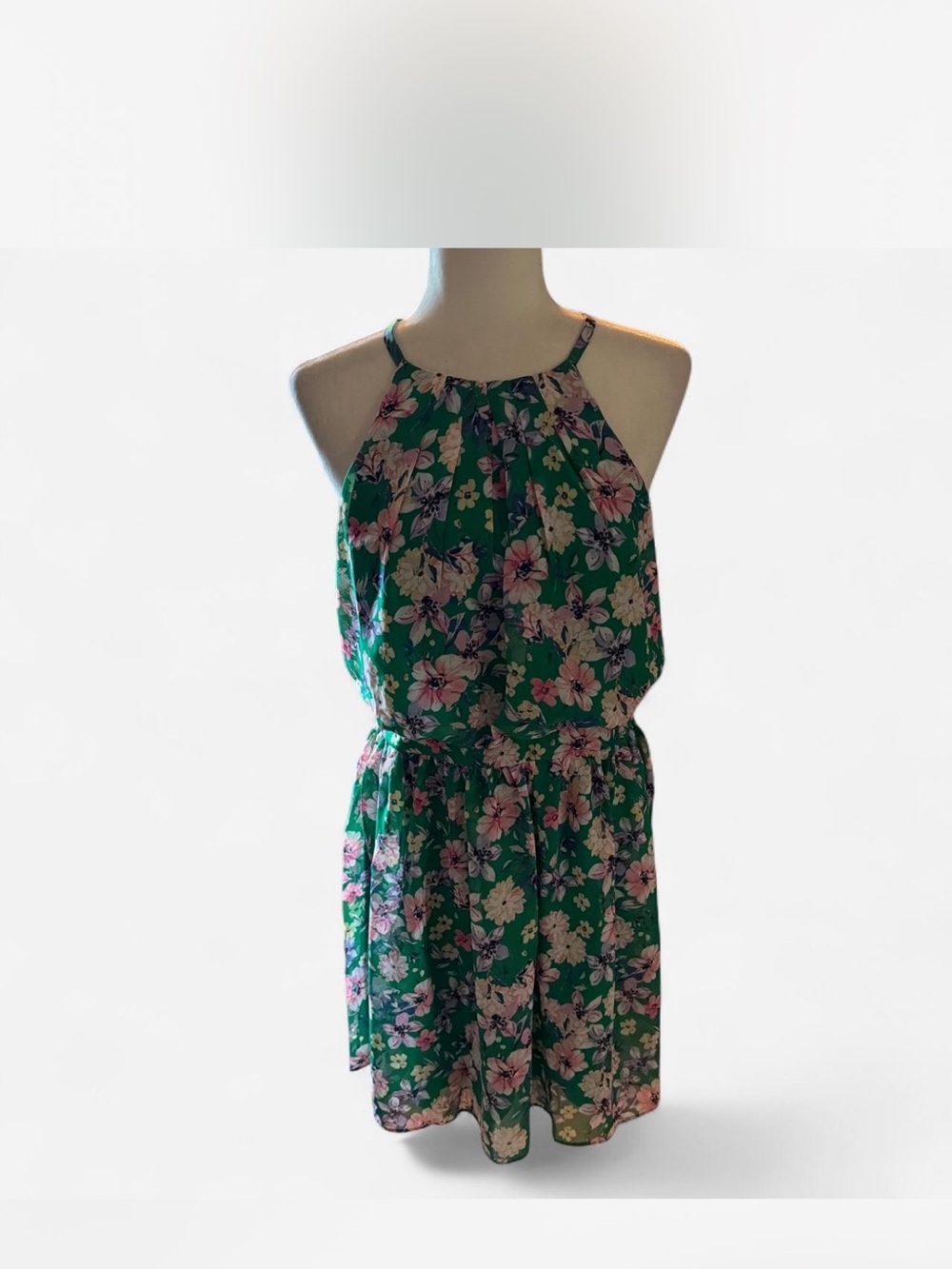 Green Floral Halter Summer Dress - Medium - NWT